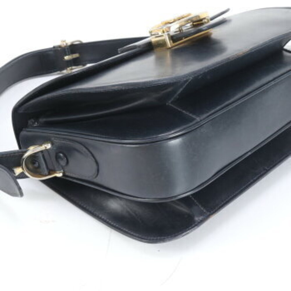 Celine Leather Shoulder Bag Carriage Hardware Navy Blue - Picture 4 of 9